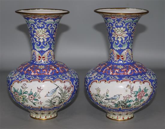Two enamel vases 20cm